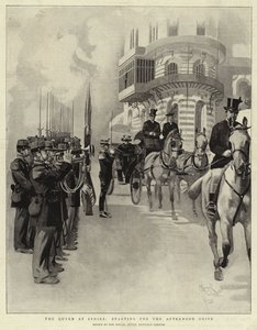 A királynő Cimiezben, a délutáni útra indulva (litho) alkotó: Reginald Thomas Cleaver