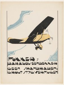 Fokker napernyős monoplánja. Nincsenek feszítőhuzalok: nagy styg kapacitás (eredeti cím a tárgyon) alkotó: Reijer Stolk (signed by artist)