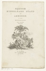 Három putti attribútumokkal egy hegyi tájon Címlap ehhez: Adriaan Pietersz. Loosjes: A középosztály gazdagsága és a szegénység három tükörben, 1816 alkotó: Reinier Vinkeles (I)