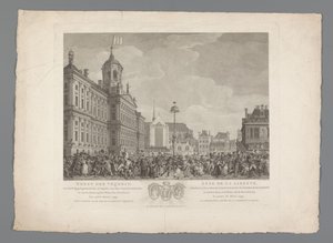 A szabadság ünnepe az amszterdami Dam téren, 1795. március 4 A szabadság ünnepe, a Szabadságfa felszentelése alkalmából, Amszterdamban, a Forradalom terén 1795. március 4. A Batávi Szabadság első éve / Fête de la L