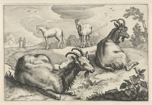 Táj két kecskével és két lóval Diversa Animalia Quadrupedia (sorozat címe)