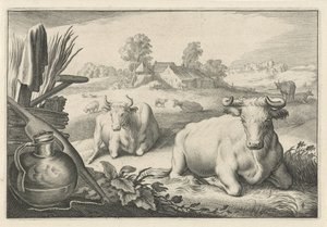 Legelő két fekvő tehénnel Diversa Animalia Quadrupedia (sorozat címe)