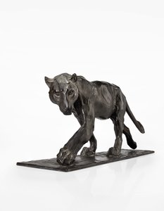 Párduc járás, felemelt hátsó láb, 1904 körül (patinás bronz) alkotó: Rembrandt Bugatti