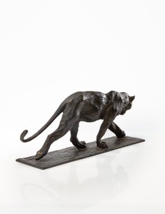 Párduc járás, felemelt hátsó láb, 1904 körül (patinás bronz) alkotó: Rembrandt Bugatti