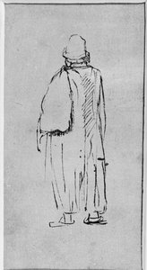 Egy férfi hátulról, balra sétál (toll és tinta papíron) alkotó: Rembrandt Harmensz. van Rijn