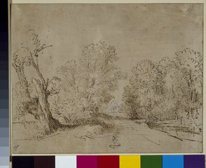 Erdős út, 1650 körül (toll és tinta papíron) alkotó: Rembrandt Harmensz. van Rijn