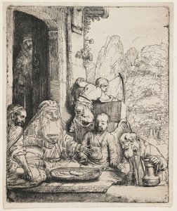 Ábrahám szórakoztatja az angyalokat alkotó: Rembrandt van Rijn