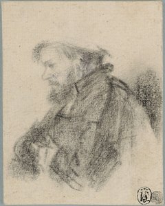 Szakállas férfi, félhosszú, profilban balra alkotó: Rembrandt van Rijn