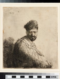 Szakállas férfi bundás keleti sapkában: a művész apja alkotó: Rembrandt van Rijn