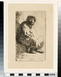 Koldus ül egy bankon alkotó: Rembrandt van Rijn