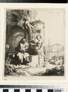 Krisztus és a szamáriai asszony a romok között alkotó: Rembrandt van Rijn
