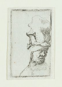 Magas sapkás férfi feje (rézkarc) alkotó: Rembrandt van Rijn