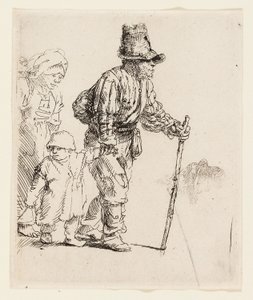 Parasztcsalád a csavargón, 1652 körül (rézkarc krémszínű papírra) alkotó: Rembrandt Harmensz. van Rijn
