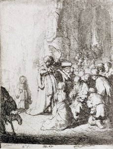 Bemutató a templomban (toll és tinta papíron) alkotó: Rembrandt van Rijn