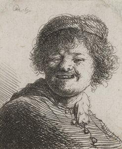 Rembrandt sapkában, nevetve: mellszobor alkotó: Rembrandt van Rijn