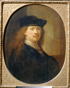 Rembrandt szakácskalapban, építészeti háttér előtt ... alkotó: Rembrandt Harmensz. van Rijn