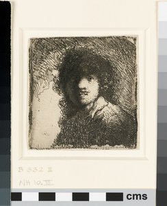 Önarckép csupasz fejjel: mellszobor, 1629 körül (rézkarc) alkotó: Rembrandt van Rijn