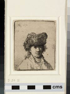 Önarckép szőrme sapkában alkotó: Rembrandt van Rijn