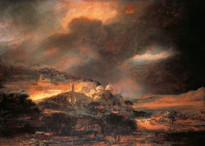 Viharos táj, 1637/38 körül (olaj, panel) alkotó: Rembrandt Harmensz. van Rijn
