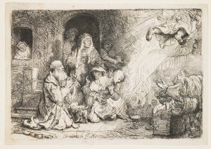Tóbiás családjából távozó angyal alkotó: Rembrandt van Rijn