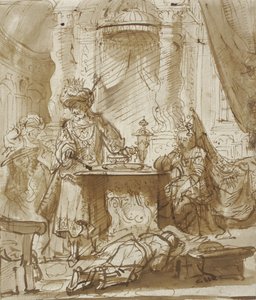 Hámán leépülése Ahasvérus és Eszter előtt alkotó: Rembrandt van Rijn
