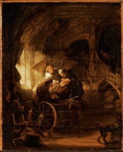 Tóbiás meggyógyítja apja vakságát (olaj, tábla) alkotó: Rembrandt Harmensz. van Rijn