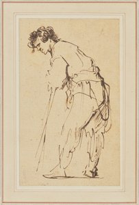 Fiatalember egy botra támaszkodva alkotó: Rembrandt Harmensz. van Rijn