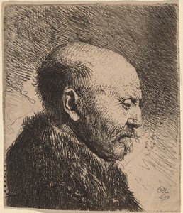 Egy kopasz férfi profilban (a művész apja?) alkotó: Rembrandt van Rijn