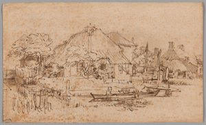 Egy farm az Amsteldijk partján, északnyugatról nézve alkotó: Rembrandt van Rijn