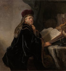 Az íróasztalnál ülő tudós Tudós a dolgozószobájában alkotó: Rembrandt van Rijn
