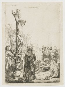 Egy vak hurdy-gurdy-játékos és családja alamizsnát kap alkotó: Rembrandt van Rijn