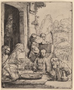 Ábrahám szórakoztatja az angyalokat alkotó: Rembrandt van Rijn