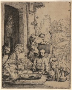 Ábrahám szórakoztatja az angyalokat alkotó: Rembrandt van Rijn