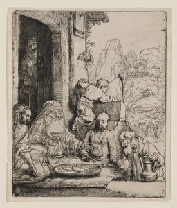 Ábrahám vendégül látja az angyalokat alkotó: Rembrandt van Rijn
