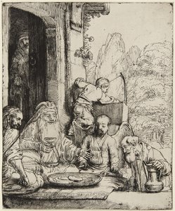 Ábrahám vendégül látja az angyalokat alkotó: Rembrandt van Rijn