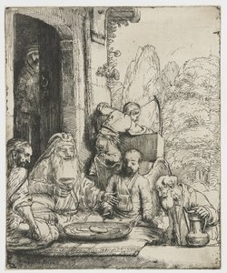 Ábrahám vendégül látja az angyalokat alkotó: Rembrandt van Rijn