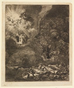 Angyal jelenik meg a pásztoroknak alkotó: Rembrandt van Rijn