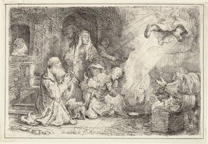 Angyal távozik Tóbiás családjától, 1641 alkotó: Rembrandt van Rijn