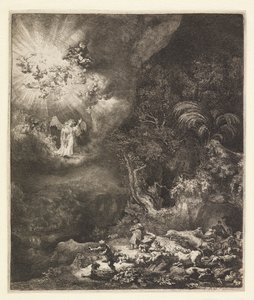 Angyali üdvözlet a pásztoroknak alkotó: Rembrandt van Rijn