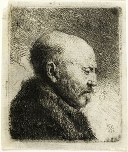 Kopasz fejű férfi profilban jobbra: A művész apja () alkotó: Rembrandt van Rijn