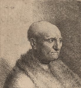 Kopasz férfi bundás köpenyben, c. 1630. alkotó: Rembrandt van Rijn