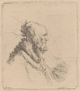 Kopasz öregember rövid szakállú profillal alkotó: Rembrandt van Rijn