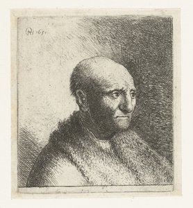 Kopasz prémes köpenyben: mellszobor alkotó: Rembrandt van Rijn