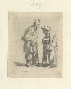 Bedelaar en bedelares in gesprek Nyolcvanöt eredeti nyomat gyűjteménye (sorozat címe) alkotó: Rembrandt van Rijn