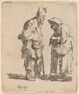 Koldus férfi és koldusasszony beszélget alkotó: Rembrandt van Rijn