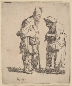 Egy koldus férfi és egy koldus nő beszélgetnek alkotó: Rembrandt van Rijn