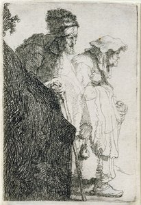 Koldus férfi és nő bank mögött, 1630 körül alkotó: Rembrandt van Rijn