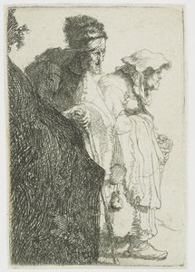 Koldus férfi és nő egy bank mögött Koldus férfi és nő egy bank mögött alkotó: Rembrandt van Rijn