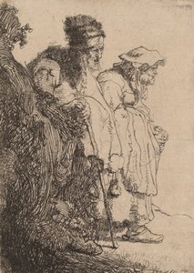 Koldus férfi és nő egy bank mögött, c. 1630. alkotó: Rembrandt van Rijn