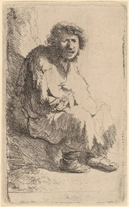 Koldus ül egy bankon alkotó: Rembrandt van Rijn